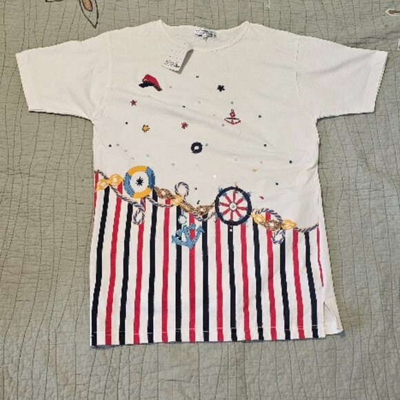 NWT Sail Away Size Large Sailing Cruise Ocean Sea Blouse Top Tunic Shirt - Picture 5 of 8